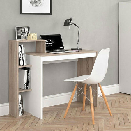 Scrivania Moderna con Ripiani Laterale 110x40 H 91 cm Casa Ufficio Lavoro Quercia