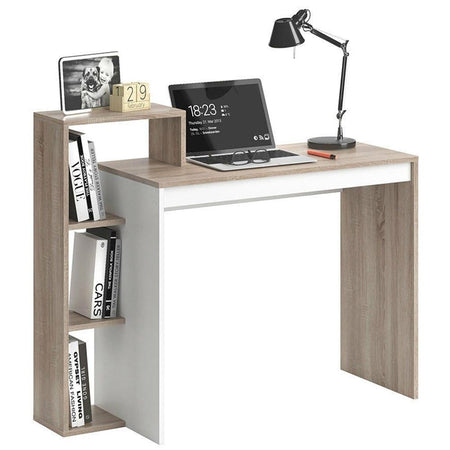 Scrivania Moderna con Ripiani Laterale 110x40 H 91 cm Casa Ufficio Lavoro Quercia