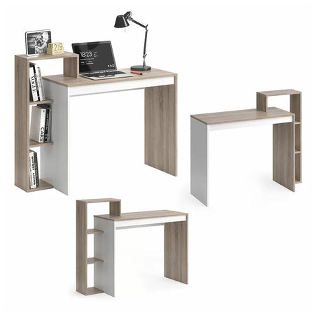 Scrivania Moderna con Ripiani Laterale 110x40 H 91 cm Casa Ufficio Lavoro Quercia