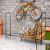 Portalegna in Metallo Interno Esterno Legnaia Camino Stufa 150x35x120cm Nero