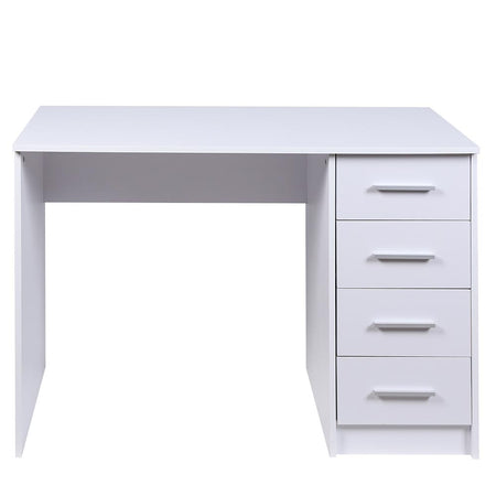 Scrivania in Legno MDF con Cassettiera 4 Cassetti 110x56 H 73cm Porta PC Bianco