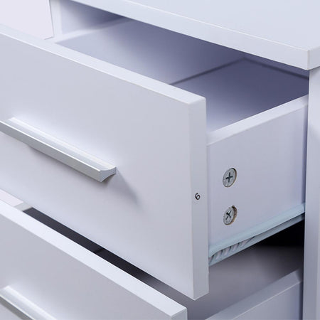 Scrivania in Legno MDF con Cassettiera 4 Cassetti 110x56 H 73cm Porta PC Bianco