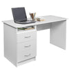 Tavolo Scrivania Legno con Cassettiera 3Cassetti 120x51 H 72 cm Porta PC Bianco