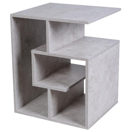 Tavolino da Salotto Porta Libri 4 Piani Moderno 45x40 H55 cm Grigio Cemento
