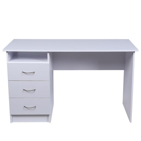 Tavolo Scrivania Legno con Cassettiera 3Cassetti 120x51 H 72 cm Porta PC Bianco
