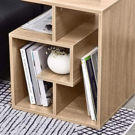 Tavolino da Salotto Porta Libri 4 Piani Moderno 45x40 H55 cm Quercia