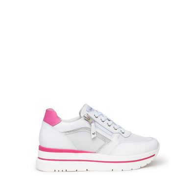 Nero Giardini sneakers bianca zip e strass E409830D707 Donna