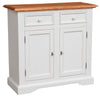 Biscottini Credenza Country in legno massello di tiglio struttura bianca anticata piano finitura naturale L110xPR45xH103 cm. Made in Italy