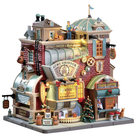 Fabbrica Vintage di Caffé, edificio animato per villaggio di Natale in Porcellana‎