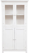 Biscottini Vetrina Credenza Country in legno massello di tiglio finitura bianca anticata L68xPR25xH130 cm. Made in Italy