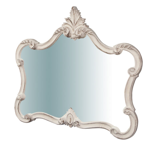 Biscottini Specchiera da parete in legno finitura bianco anticato L71XPR5XH82 cm Made in Italy