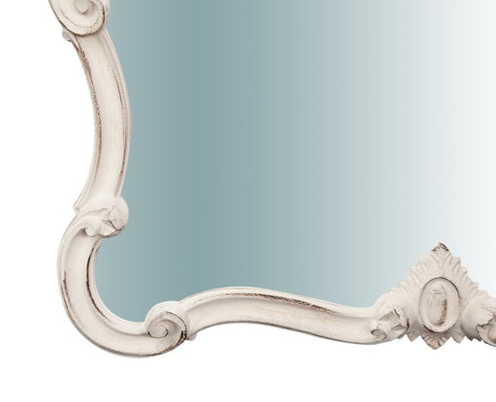 Biscottini Specchiera da parete in legno finitura bianco anticato L71XPR5XH82 cm Made in Italy