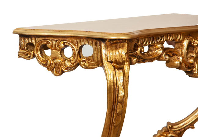 Biscottini CONSOLLE IN LEGNO FINITURA FOGLIA ORO ANTICATO MADE IN ITALY dimensioni