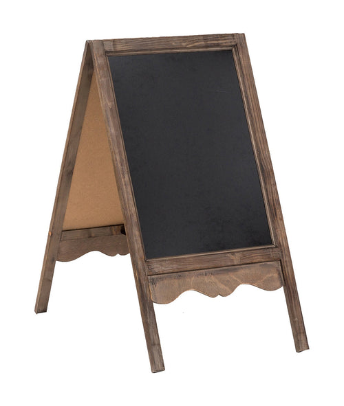 Biscottini Lavagna da terra bifacciale con cornice in legno finitura anticata 50x6x95 cm
