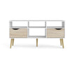 Mobile TV - 4 nicchie 2 cassetti - Bianco / Rovere - 117,2 x 39,1 x 57,4 cm - TVILUM