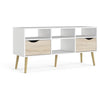 Mobile TV - 4 nicchie 2 cassetti - Bianco / Rovere - 117,2 x 39,1 x 57,4 cm - TVILUM