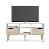 Mobile TV - 4 nicchie 2 cassetti - Bianco / Rovere - 117,2 x 39,1 x 57,4 cm - TVILUM