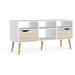 Mobile TV - 4 nicchie 2 cassetti - Bianco / Rovere - 117,2 x 39,1 x 57,4 cm - TVILUM