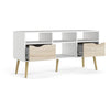 Mobile TV - 4 nicchie 2 cassetti - Bianco / Rovere - 117,2 x 39,1 x 57,4 cm - TVILUM