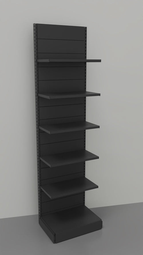 Scaffalatura metallica verniciato nero ghisa da negozio cm. 75x40x300h