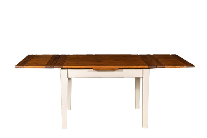 Biscottini Tavolo allungabile Country con struttura bianca anticata piano noce in legno massello di tiglio Made in Italy