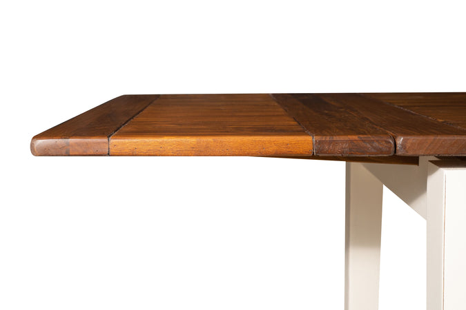 Biscottini Tavolo allungabile Country con struttura bianca anticata piano noce in legno massello di tiglio Made in Italy
