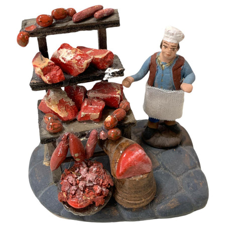 Macellaio statuetta in terracotta artigianale per presepe napoletano da h 7 cm