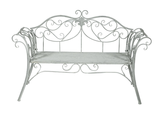 Biscottini Biscottini Divanetto Panca Seduta Ferro Provenzale Grigio Anticato 133x47x90