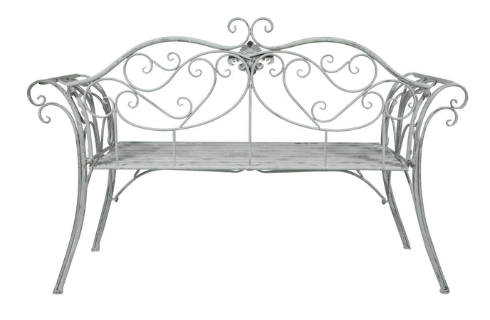 Biscottini Divanetto panca sedia seduta poltrona in ferro finitura grigia anticata L133xPR47xH90 cm