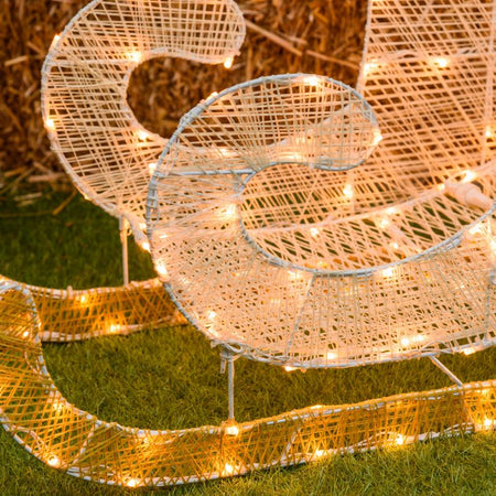 Slitta decorativa 3D con telaio bianco 180 led Ø 5 mm per decorazioni natalizie h 54 cm