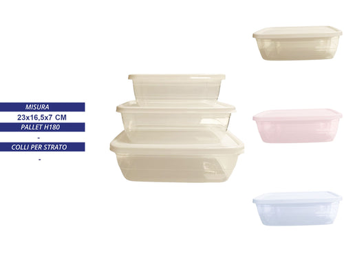 3 Contenitori 0.6+1.2+2Lt quadrati