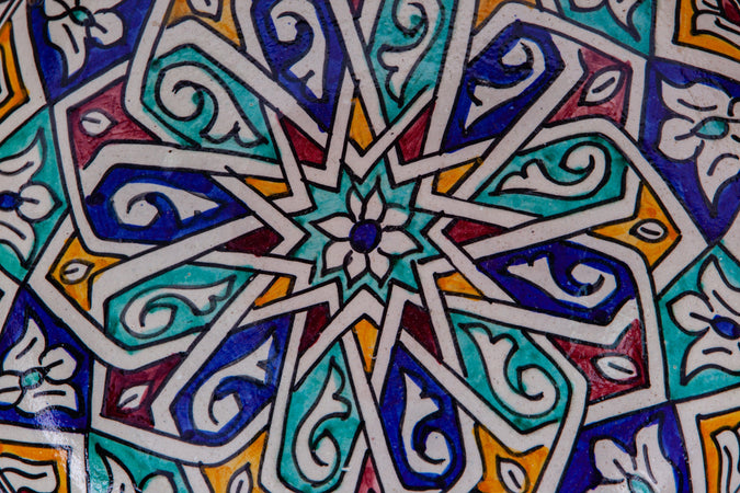 Biscottini Biscottini Piatto Ceramica Orientale 40x40x11 Dipinto a Mano Design Marocchino