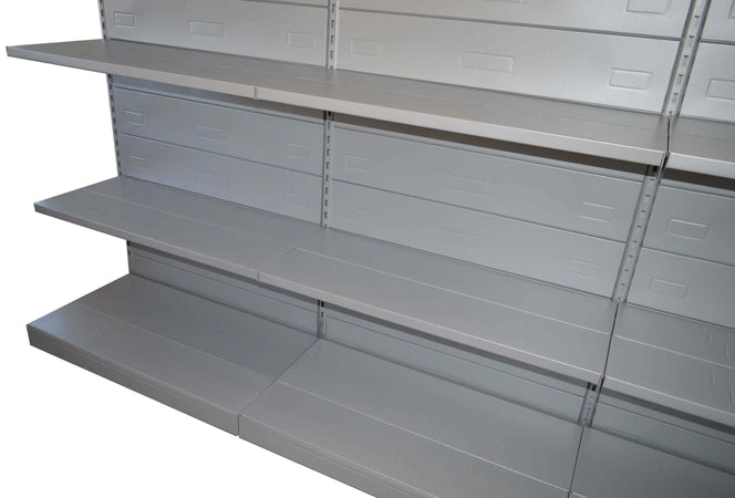 Scaffale in metallo verniciato alluminio per arredo negozio cm. 75x50x200h