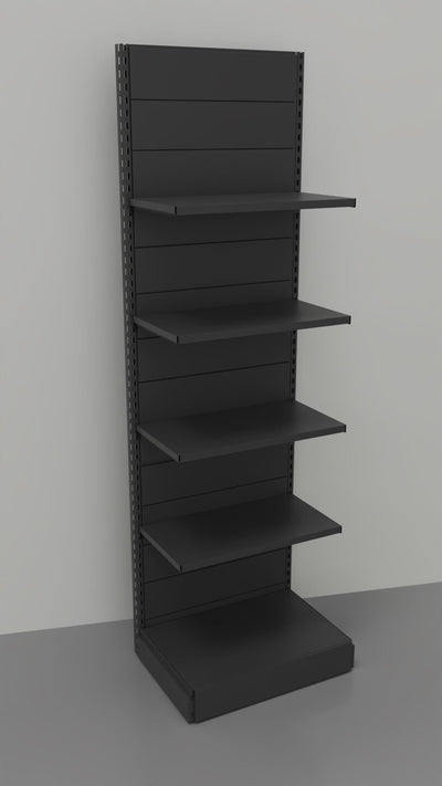 Scaffale da negozio in metallo verniciato nero ghisa a parete cm. 75x50x250h