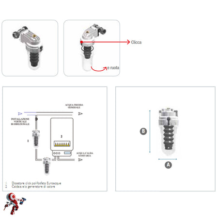 Dosatore polifosfati per caldaia con bypass CLICK BYPASS attacco 1/2" FF
