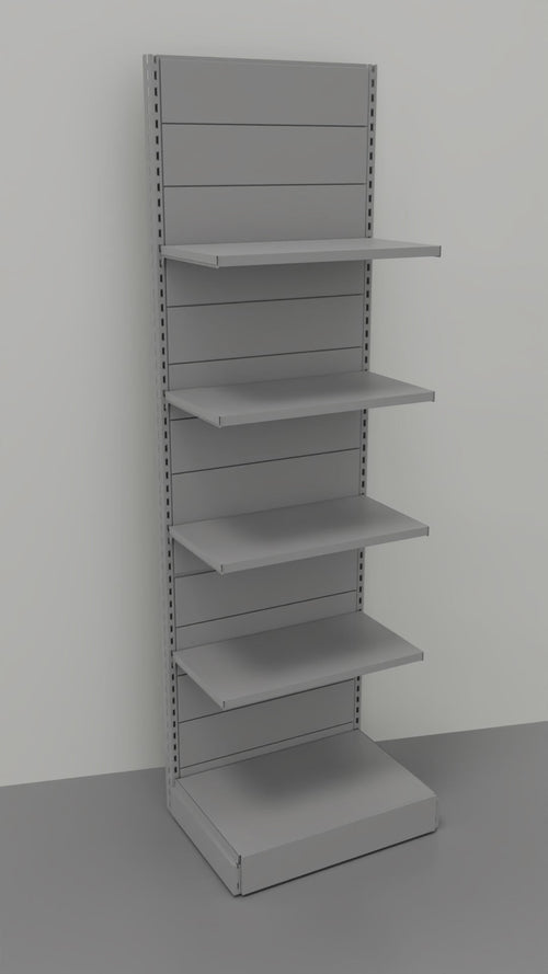 Scaffalatura da negozio a parete in metallo verniciato alluminio cm. 75x60x250h
