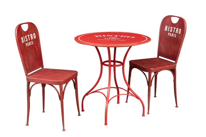 Biscottini Biscottini Tavolo Bistro de Paris ferro battuto rosso anticato 72x72x75