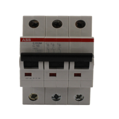 Interruttore magnetotermico 3 poli 3 moduli curva C 16A 10KA ABB