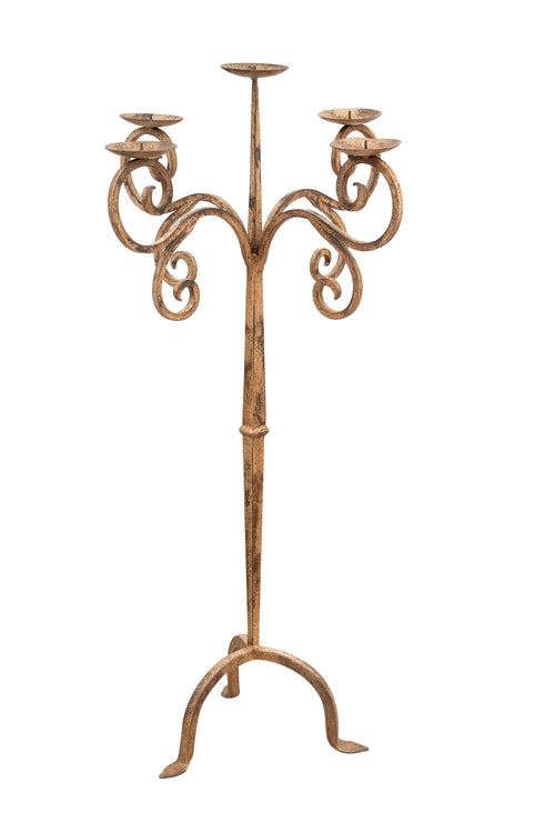 Biscottini Candeliere Biscottini Piantana Artigianale Ferro Battuto Crema Anticata 49x49x94