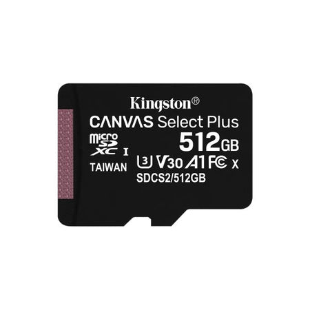 Memoria MicroSDXC 512 Gb Kingston Canvas Select Plus - Transflash 512Gb - Class10 - Con Adattatore (SDCS2/512GB)