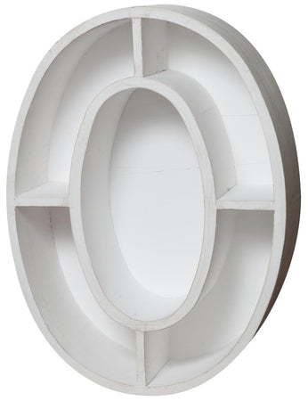 Biscottini Bacheca Biscottini Lettera O Legno Bianco Anticato Scaffale Design 46x18x63