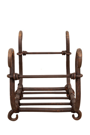 Biscottini Portalegna in ferro battuto lavorato a mano L60XPR30XH36 cm Comodo pratico