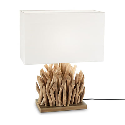 Abat-your classica Ideal Lux SNELL TL1 201399 E27 LED legno naturale tessuto lampada tavolo