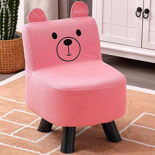 Pouf Sedia Bambini Design Orsetto Sgabello Poggiapiedi Morbido Rosa