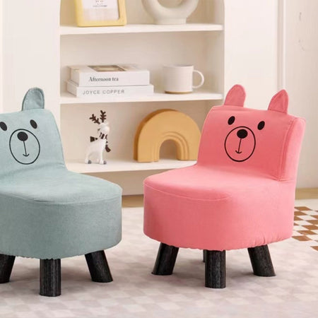 Pouf Sedia Bambini Design Orsetto Sgabello Poggiapiedi Morbido Rosa