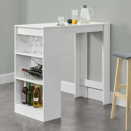Tavolo Snack da Cucina Soggiorno Bar 3 Ripiani Legno 110x50 H 103 cm Bianco