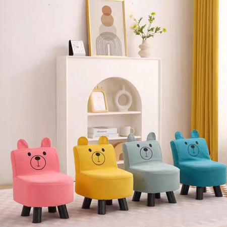 Pouf Sedia Bambini Design Orsetto Sgabello Poggiapiedi Morbido Rosa