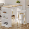 Tavolo Snack da Cucina Soggiorno Bar 3 Ripiani Legno 110x50 H 103 cm Bianco Quercia