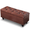 Cassapanca Pouf Contenitore Panca Moderna 80x40 H 43cm con Bottoni Marrone