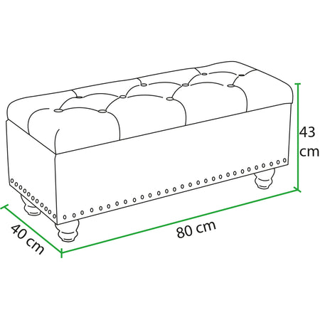 Cassapanca Pouf Contenitore Panca Moderna 80x40 H 43cm con Bottoni Marrone